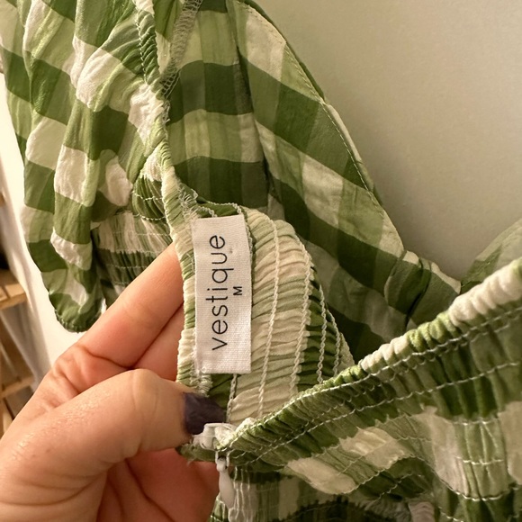 Vestique In A Pickle green plaid romper size medium! - Picture 4 of 4